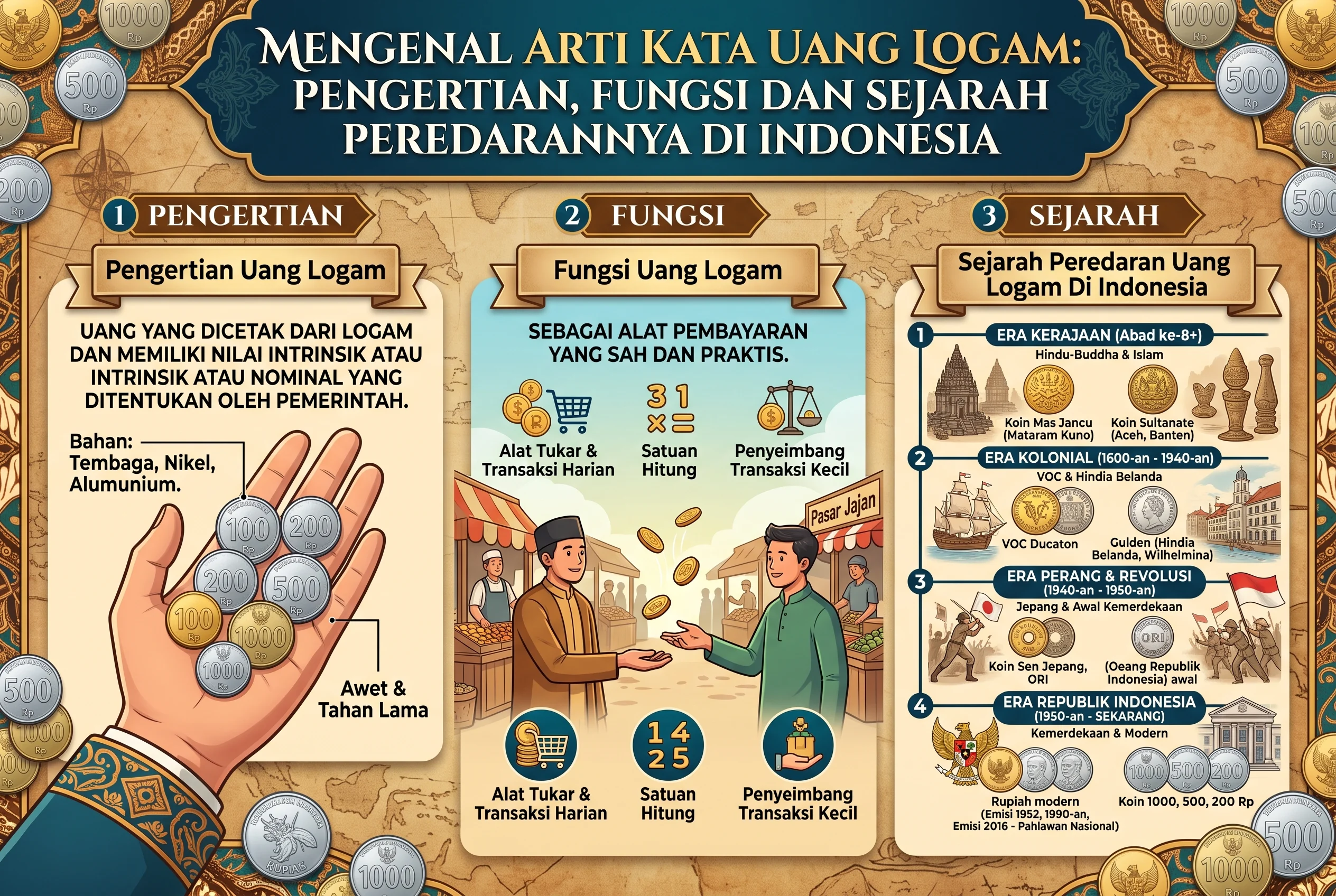 Mengenal Arti Kata Uang Logam Pengertian Fungsi dan Sejarah Peredarannya di Indonesia